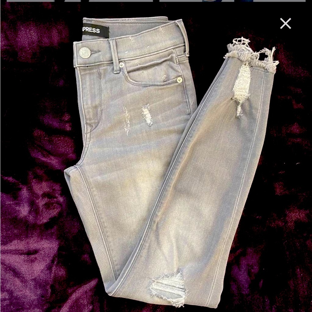 Express Jeans Performance Stretch Distressed Mid … - image 2